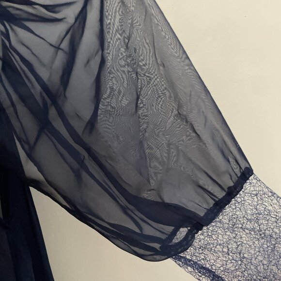 Gracia Sheer Ruffled Mini Dress Tunic Size L Navy Oversized Fairy Bridgerton - Picture 4 of 12